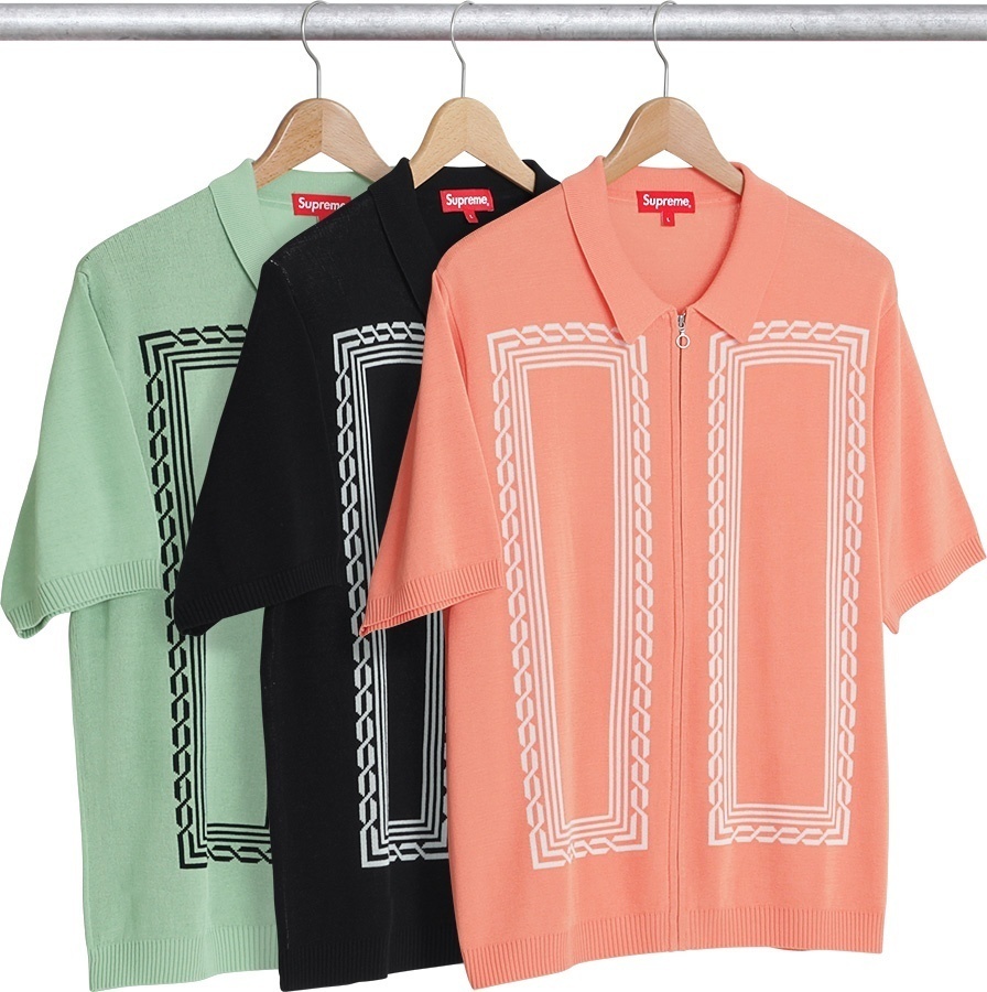 Weave Knit Zip Up Polo